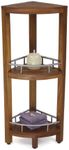 AquaTeak Patented Kai Corner Teak and Stainless 3 Shelf Corner Stand