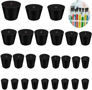 Tnisesm 25Pcs Solid Rubber Stoppers 000#-7# 10 Assorted Sizes Black Lab Plug