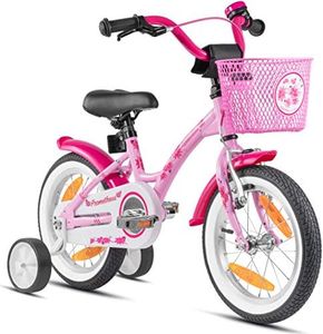 PROMETHEUS BICYCLES Velo Enfant 4 Ans - vélo Fille 14 Pouces a Roulette pour 3 a 5 Ans - Petite Princesse en Rose