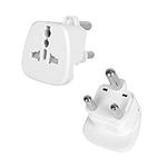 INIBUD Pack of 2 Universal UK EU US AU Socket to 3-Pin Prong for Big South Africa Swaziland Lesotho Mozambique Namibia Botswana Travel Adapter Plug Jack UTABJ523