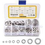 Goysen Stainless Steel Flat Washers, 360PCS Assorted Flat Metal Washers with Plastic Compartment Container - 8 Different Sizes (M2 M2.5 M3 M4 M5 M6 M8 M10) for Home, Automotive & Shop Use