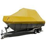 PHASFBJ Boat Cover Fits V Shape,Water Proof Heavy Duty Oxford Fabric 600D Boat Tarp Marine Grade Protection Pro Boatcover Universal Boat Covers Boat Center Console Cover,Yellow,21~24FT