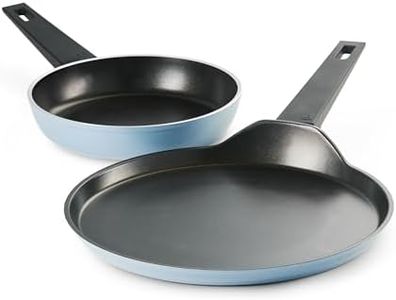 TRAMONTINA Aura Cookware Set of 2- Frypan 20cm, Dosa tawa 28cm | Reinforced Ceramic Non-Stick Cookware | Quick & Even Heating | Low-Oil Cooking | Bakelite Handle | Induction & Gas | Blueberry