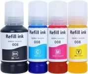 Cartridge 008 Refill Ink Compatible for Epson L6570,Epson L6580,L15150,L15160 Black + Tri Color Combo Pack Ink Bottle