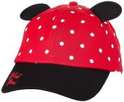 Amazon Brand - Symbol Pack of 1, Frozen Printed Cap for Girls, 100% Cotton, Official Disney Licensed Product (AW23SYDNYGC01_RED/BLACK_2-8 Years)