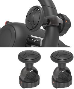 Tool Free Steering Wheel Knob, Suicide Knob for 3.45-4.9" Steering Wheel with Metal Bearing, Steering Wheel Knob Spinner for Cars, Trucks, Mowers, Boats, No Screws or Tools Needed (2Pack, Black)