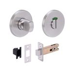 HANDLEZONE® SSS Bathroom Toilet Door Kit - Turn with Indicator Release - Satin Stainless Steel - 76mm Bolt with 57mm Backset
