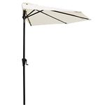 9ft Patio Half Round Umbrella - LINKLIFE Outdoor Parasol Garden Sunshade with 5 Ribs (Cream White)