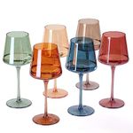 comfit Colored Wine Glasses Set of 6-16oz Stemmed Multi-Colored Glass,Crystal Colorful Wine Glasses (color imitation)