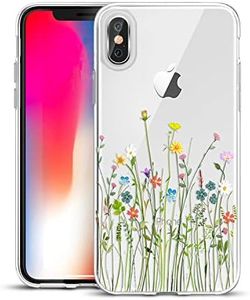 Unov Case Compatible with iPhone Xs iPhone X Case Clear with Design Slim Protective Soft TPU Bumper Embossed Pattern Protective 5.8 Inch (Flower Bouquet)