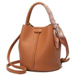 Bucket Shoulder Bags for Women Hobo Bags Women Crossbody Soft Bucket Purse Pu Leather Designer Handbags (Brown)