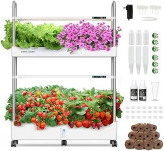 Ahopegarden Indoor Garden Hydroponics Growing System Kit: 60 Pods Vertical Garden with LED Grow Light - Plant Germination Kit Aeroponic Veggie Flower Fruit Growth with Smart Socket & Pump System