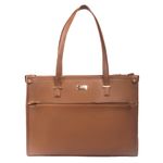 Strokes by Namrata Mehta Women Box Classic Tote Bag|Vegan Leather And Cotton Canvas (Mocha Elegance), Brown