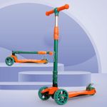 LuvLap Joy Scooter for Kids- Toddler 3-Wheel Kick Scooter with LED Lights | Stable First Ride for 3-10 Year | Adjustable Height & Easy-Grip Handlebars | Fun Outdoor Gear for Kids, Green & Orange