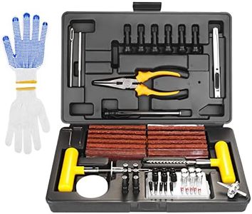 SHYOSUCCE Kit de Réparation de Pneu avec Manometre Pression Pneu, Gants pour Pneu, Kit de Reparation pour Voitures, Vélos, Motos, Tracteurs, Camions (100 Pièces)