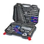 WORKPRO 123-Piece Drive Socket Set, 1/2", 1/4", 3/8" CR-V Mechanic Tool Set with Quick-Release Ratchet Wrench, Spanners, Bit Set, Hex Keys for Car and Home Repair