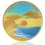 LZWIN One Day at A Time Golden Serenity Sunrise AA Coin and Medallion Inspiring Daily Sobriety Chip