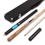 PRO147 CLASSIC ROSEWOOD P3/E 57 Inch Snooker Pool Cue Set 2pc Centre Joint Non-matching Ash Cue Long Telescopic Extension, Mini Butt and 3 Slot Case - 9.5mm Tip