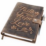 Leather Journal Refillable Notebook, Writing Journals for Women, Embossed Bible Journal Leather Notebook Cover with Pen, Leather Bound Journal Lined Paper A5 Diary, Vintage Travel Journal MOONSTER®