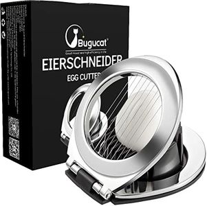 Bugucat Eierschneider aus Edelstahl, 2 in 1 Eierteiler aus 304 Edelstahl Egg Slicer Splitter Chopper Eischneidewerkzeug für Gekochten Eiern,Salaten, Erdbeeren, Spülmaschinenfest Silber