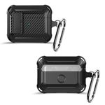 Amazon Basics Carbon Armour Shock-Absorbing Protective Case with Keychain for AirPods Pro Gen 1 & Gen 2 | Visible Front LED | Rugged Texture (Black)