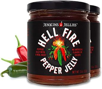 Jenkins Jellies Hell Fire Hot Pepper Jelly - Sweet & Spicy Jalapeño Jelly - Gluten Free, Vegan Pepper Jam - Use as a Glaze, Dipping Sauce, or Dessert Topping - All Natural & USA Made - 2 x 11 Ounces