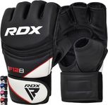 RDX MMA Gloves Grappling Sparring, Maya Hide Leather Open Ventilated Palm, Kickboxing Mixed Martial Arts Muay Thai Training, Boxing Punching Bag Workout, Half Finger Adjustable Wrist Support Mitts