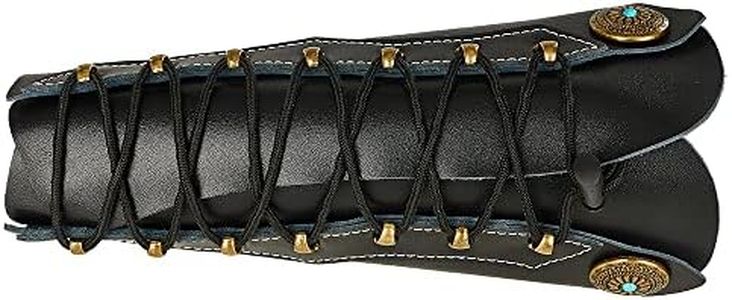 TOPARCHERY Handmade Leather Arm Guards Bow Hand Shooting Glove Adjustable for Hunting Shooting Arm Protector Wristband Gauntlet Unisex Medieval Bracer (Black)