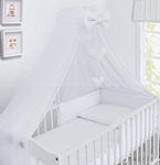 Babymam BABY CANOPY DRAPE MOSQUITO NET WITH HOLDER TO FIT COT & COT BED (WHITE)