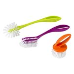 Casabella, Nylon, Red Yellow Purple, Loop 3-Piece Dish Brush Set