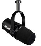 Shure MV7 USB Podcast Microphone for Podcasting, Recording, Live Streaming & Gaming, Built-In Headphone Output, All Metal USB/XLR Dynamic Mic, Voice-Isolating Technology, TeamSpeak Certified - Black