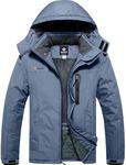 GEMYSE Men's Ski Snow Jacket Warm Winter Waterproof Coat Snowboard Rain Jacket Hooded Windproof Windbreaker（Haze Blue,Small）