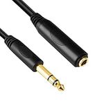 Devinal 6.35mm 1/4" inch Stereo Plug Male to 1/4 Female Stereo Headphone Guitar Extension Cable Cord, Gold Plated Audio Cable Stereo Extender, 20 feet (6 M)