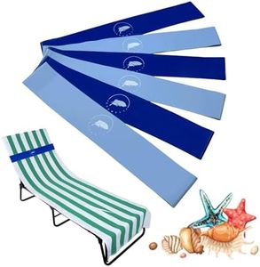 growell Towel Bands (6 Pack) - Stretch Beach Towel Clips for Beach Cruise Pool Chairs, Lounge Towel Holder Elastic, Cruise Ship Essentials (Blue & Sky Blue)