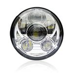 Wisamic 5-3/4" 5.75" LED Headlight - Compatible with Harley Davidson Dyna Street Bob Super Wide Glide Low Rider Night Rod Train Softail Deuce Custom Sportster Iron 883-Silver