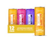 One Living Kombucha Drink - Mixed Pack - 12 x 250ml Cans - Ginger, Raspberry, Passion Fruit - Sugar Free, Great Tasting Kombucha with Live Cultures - Lightly Sparkling, 100% Natural, Vegan