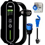 PME Portable EV Charger 7.2kW for Cars, 6m Cable, Large LCD, Adjustable Current, 32A (1 Phase), All in-Built protections | Model: HyperCharge, IP67 Waterproof (7.2kW + SocketBox, MCB + Jumper)
