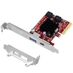 LTERIVER PCIE to USB 3.1 Gen2 Add on Card for Windows 7,8,8.1,10,Server (32/64) and MAC OS 10.10 + System-Equipped with Smart Power Control Technology-1X USB-C and 1XUSB-A 10Gbps Max Ports (PCE-U31AC)