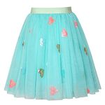 Girls Skirt Blue Heart Sequins Sparkling Tutu Dancing Size 7-8 Years