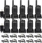 Retevis RT68 Two-Way Radios Long Range, Walkie Talkies for Adults, 2 Way Radio with Earpiece, Walkie Talkie Rechargeable with Charging Base, for Manufacturing Restaurant Business School(10 Pack)