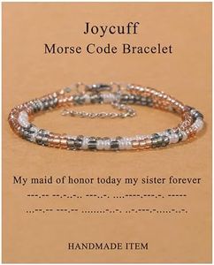 Wedding Gifts for Bridesmaid Morse Code Bracelet Unique Bridesmaid Gift for Friends Sisters Adjustable Silk Beaded Wrap Handmade Trendy Fashion Bracelet My Maid of Honor Today My Sister Forever