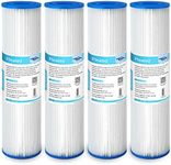 Membrane Solutions 5 Micron Pleated Polyester Sediment Water Filter 10"x2.5" Replacement Cartridge Universal Whole House Pre-Filter Compatible with W50PE, WFPFC3002, SPC-25-1050, FM-50-975 - 4 Pack