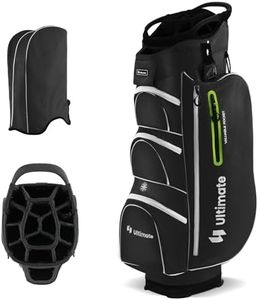 Costway Golf Cart Bag, Golf Club Bag w/ 15 Way Top Dividers Including Individual Putter Well, 7 Pockets, Cooler Bag, Shoulder Strap & Rain Hood, Lightweight Golf Carry Bag for Men & Women (Black)