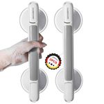 LORESJOY 2 PCS Suction Bathroom Grab Rails, Mobility Support Safety Handle,MAX 110 KG Safety Shower Grab Bars for Seniors, Suction Grab Rails for Bathroom with Suction Cup Fitting