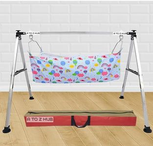 A to Z Hub Baby Swing Cradle: Portable Folding Jhula/Ghodiyu/with Free Cotton Cloth- Create a Soothing Oasis for Your Precious Little One (Square Pipe Black)