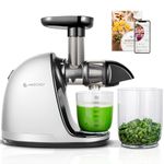 AMZCHEF Juicer Machines - Cold Press Slow Juicer - Masticating Juicer for Whole Fruits and Vegetables - Delicate Chew No Need to Filter - No BPA Juice Extractor with 2 Cups and Brush - White