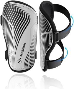 Shin Guards Soccer Kids Youth, CE Certified AirsFish Shin Guard Protection Gear for 2-18 Years Old Boys Girls Teenagers High Impact Resistant Comfortable 1 Pair (Light Grey+Black Wave, Small)