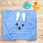 Little Boo Hooded Baby Towel - Premium Soft Baby Bath Towel for Bathtub for Newborn, Infant - Ultra Absorbent, Natural Baby Stuff Towel for Boy and Girl (Elephant, Bear, Kitty & Puppy) (Blue)