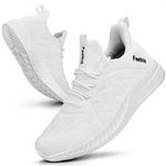 Feethit Womens Running Shoes Lightweight Tennis Shoes Non Slip Walking Gym Workout Slip on Sneakers White Size 6.5