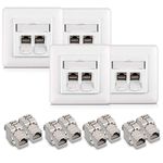kwmobile Keystone Module Kit - Includes (8) CAT6A Shielded Keystone Jack RJ45 Ethernet Module 10G + (4) 2-Port Wall Plate and Shielded Metal Housing